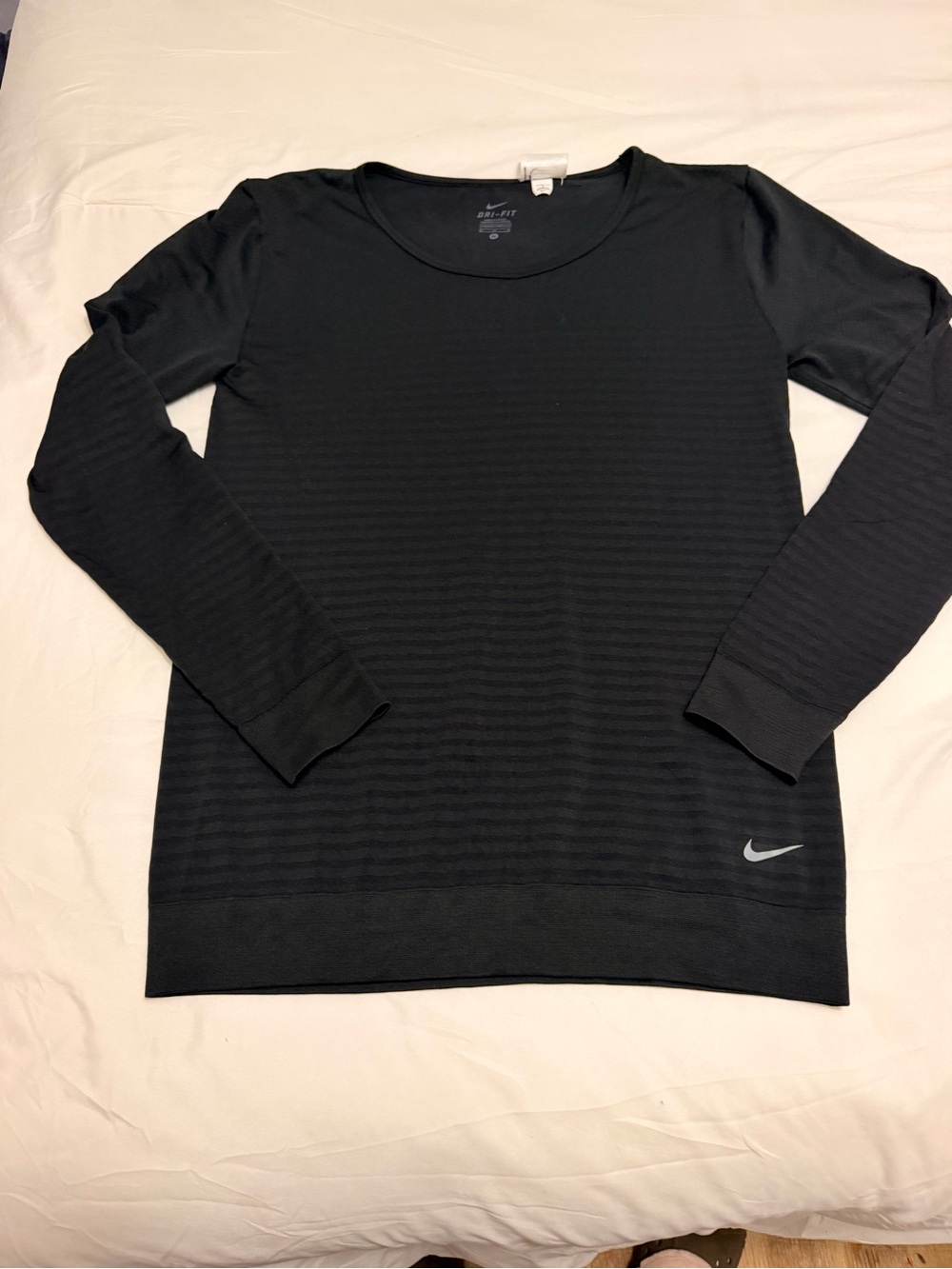 Nike Black Long Sleeve Dri-FIT Athletic Top with Reflective Swoosh size M